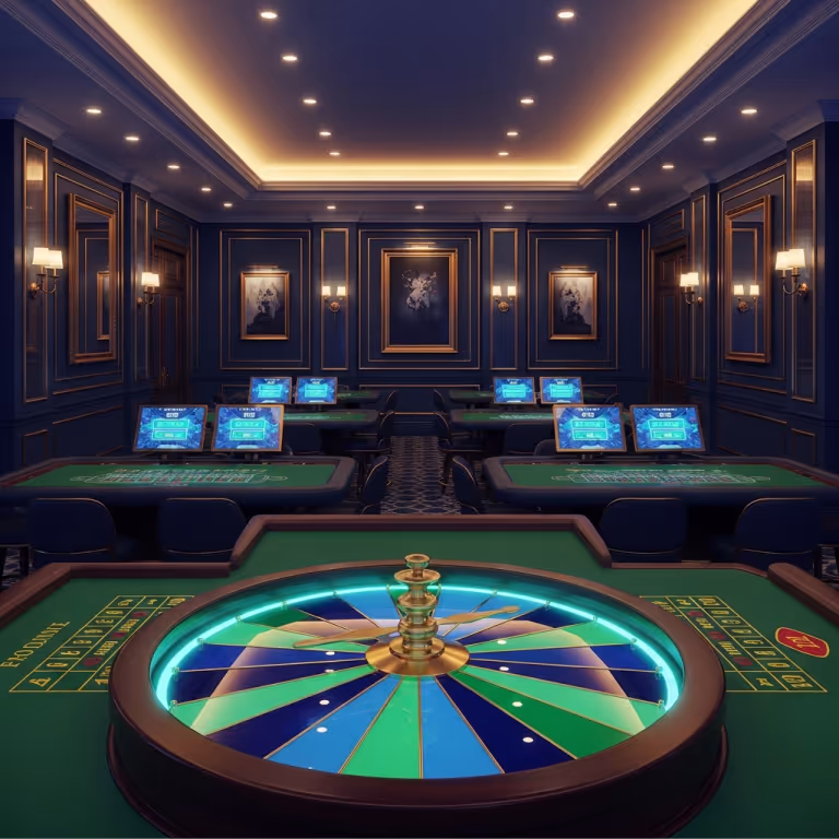 Royalzino Casino payment and rewards area featuring a modern casino interior and secure gaming environment