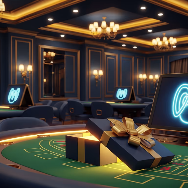 Royalzino Casino welcome bonus presented as a gift on a luxury casino table with refined interior styling